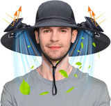 Berlune Men Sun Hat with 2 Solar Fan Fishing Wide Brim Sun Hat for Outdoor Summer Camping Beach, USB & Solar Powered - Wigtrends