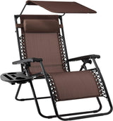 Best Choice Products Folding Zero Gravity Outdoor Recliner Patio Lounge Chair w/Adjustable Canopy Shade, Headrest, Side Accessory Tray, Textilene Mesh - Peacock Blue - Wigtrends