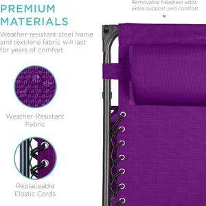 Best Choice Products Folding Zero Gravity Outdoor Recliner Patio Lounge Chair w/Adjustable Canopy Shade, Headrest, Side Accessory Tray, Textilene Mesh - Peacock Blue - Wigtrends