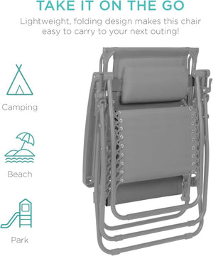 Best Choice Products Folding Zero Gravity Outdoor Recliner Patio Lounge Chair w/Adjustable Canopy Shade, Headrest, Side Accessory Tray, Textilene Mesh - Peacock Blue - Wigtrends