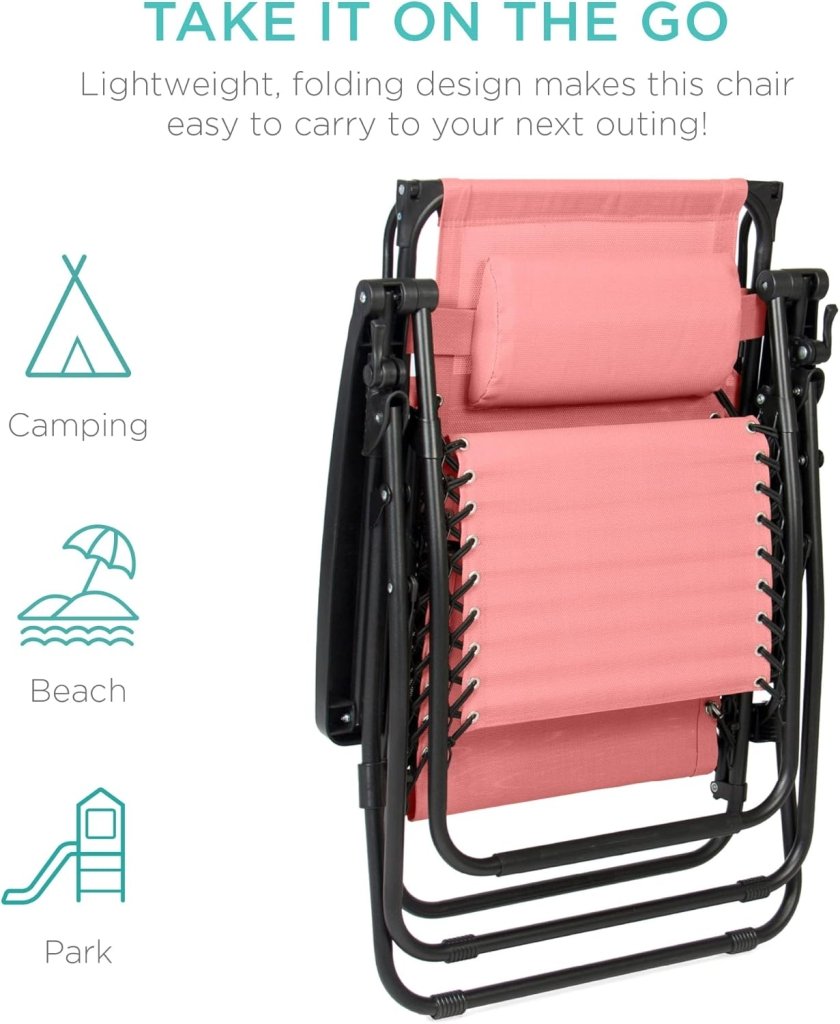 Best Choice Products Folding Zero Gravity Outdoor Recliner Patio Lounge Chair w/Adjustable Canopy Shade, Headrest, Side Accessory Tray, Textilene Mesh - Peacock Blue - Wigtrends