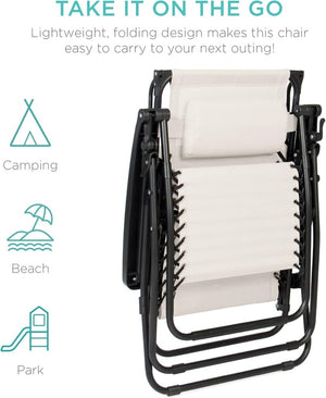 Best Choice Products Folding Zero Gravity Outdoor Recliner Patio Lounge Chair w/Adjustable Canopy Shade, Headrest, Side Accessory Tray, Textilene Mesh - Peacock Blue - Wigtrends