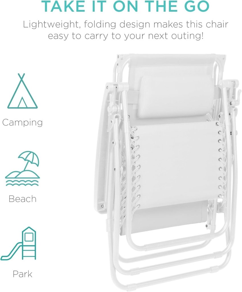 Best Choice Products Folding Zero Gravity Outdoor Recliner Patio Lounge Chair w/Adjustable Canopy Shade, Headrest, Side Accessory Tray, Textilene Mesh - Peacock Blue - Wigtrends