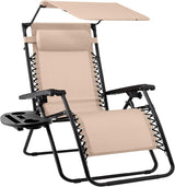 Best Choice Products Folding Zero Gravity Outdoor Recliner Patio Lounge Chair w/Adjustable Canopy Shade, Headrest, Side Accessory Tray, Textilene Mesh - Peacock Blue - Wigtrends