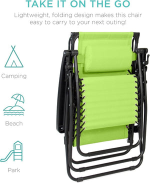 Best Choice Products Folding Zero Gravity Outdoor Recliner Patio Lounge Chair w/Adjustable Canopy Shade, Headrest, Side Accessory Tray, Textilene Mesh - Peacock Blue - Wigtrends