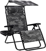Best Choice Products Folding Zero Gravity Outdoor Recliner Patio Lounge Chair w/Adjustable Canopy Shade, Headrest, Side Accessory Tray, Textilene Mesh - Peacock Blue - Wigtrends
