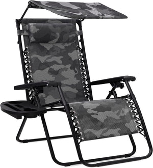 Best Choice Products Folding Zero Gravity Outdoor Recliner Patio Lounge Chair w/Adjustable Canopy Shade, Headrest, Side Accessory Tray, Textilene Mesh - Peacock Blue - Wigtrends