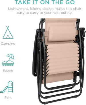 Best Choice Products Folding Zero Gravity Outdoor Recliner Patio Lounge Chair w/Adjustable Canopy Shade, Headrest, Side Accessory Tray, Textilene Mesh - Peacock Blue - Wigtrends