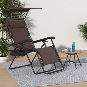 Best Choice Products Folding Zero Gravity Outdoor Recliner Patio Lounge Chair w/Adjustable Canopy Shade, Headrest, Side Accessory Tray, Textilene Mesh - Peacock Blue - Wigtrends