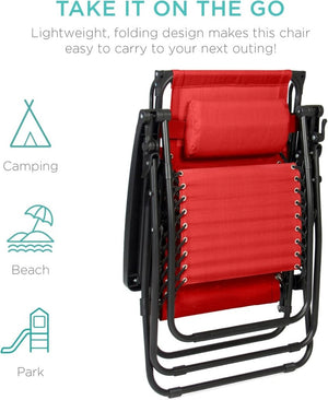Best Choice Products Folding Zero Gravity Outdoor Recliner Patio Lounge Chair w/Adjustable Canopy Shade, Headrest, Side Accessory Tray, Textilene Mesh - Peacock Blue - Wigtrends