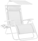 Best Choice Products Folding Zero Gravity Outdoor Recliner Patio Lounge Chair w/Adjustable Canopy Shade, Headrest, Side Accessory Tray, Textilene Mesh - Peacock Blue - Wigtrends