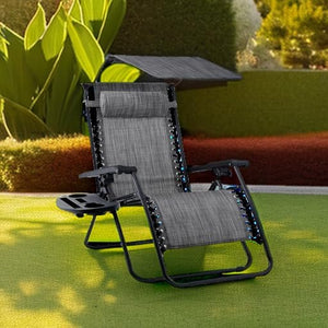 Best Choice Products Folding Zero Gravity Outdoor Recliner Patio Lounge Chair w/Adjustable Canopy Shade, Headrest, Side Accessory Tray, Textilene Mesh - Peacock Blue - Wigtrends