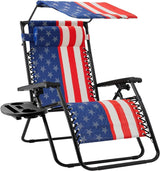 Best Choice Products Folding Zero Gravity Outdoor Recliner Patio Lounge Chair w/Adjustable Canopy Shade, Headrest, Side Accessory Tray, Textilene Mesh - Peacock Blue - Wigtrends