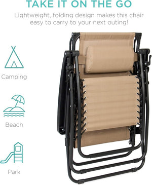 Best Choice Products Folding Zero Gravity Outdoor Recliner Patio Lounge Chair w/Adjustable Canopy Shade, Headrest, Side Accessory Tray, Textilene Mesh - Peacock Blue - Wigtrends