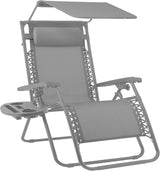 Best Choice Products Folding Zero Gravity Outdoor Recliner Patio Lounge Chair w/Adjustable Canopy Shade, Headrest, Side Accessory Tray, Textilene Mesh - Peacock Blue - Wigtrends