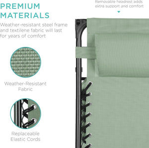 Best Choice Products Folding Zero Gravity Outdoor Recliner Patio Lounge Chair w/Adjustable Canopy Shade, Headrest, Side Accessory Tray, Textilene Mesh - Peacock Blue - Wigtrends
