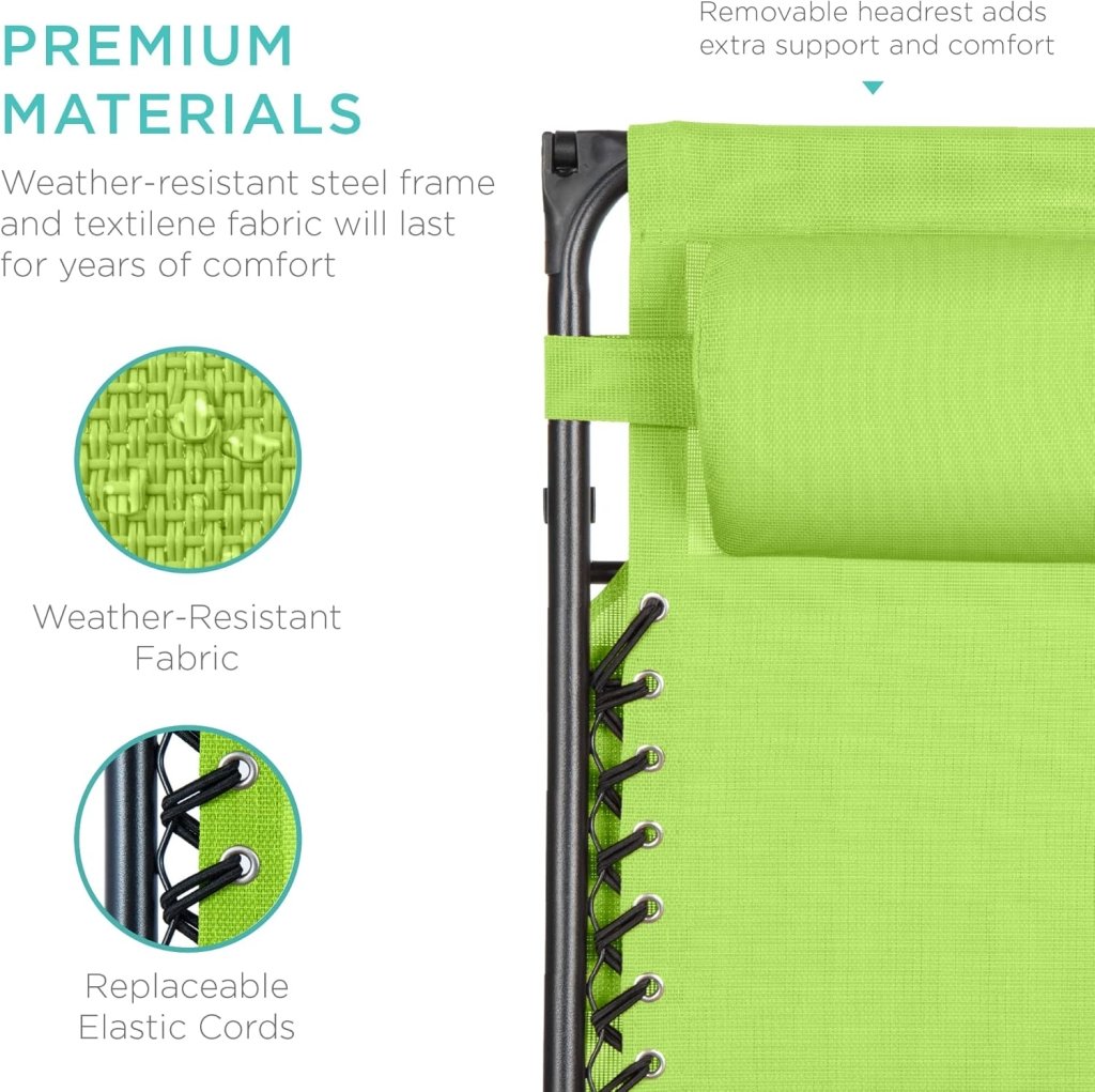 Best Choice Products Folding Zero Gravity Outdoor Recliner Patio Lounge Chair w/Adjustable Canopy Shade, Headrest, Side Accessory Tray, Textilene Mesh - Peacock Blue - Wigtrends