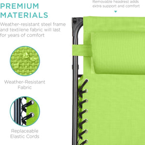 Best Choice Products Folding Zero Gravity Outdoor Recliner Patio Lounge Chair w/Adjustable Canopy Shade, Headrest, Side Accessory Tray, Textilene Mesh - Peacock Blue - Wigtrends