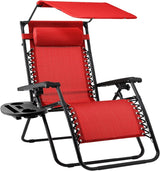 Best Choice Products Folding Zero Gravity Outdoor Recliner Patio Lounge Chair w/Adjustable Canopy Shade, Headrest, Side Accessory Tray, Textilene Mesh - Peacock Blue - Wigtrends