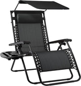 Best Choice Products Folding Zero Gravity Outdoor Recliner Patio Lounge Chair w/Adjustable Canopy Shade, Headrest, Side Accessory Tray, Textilene Mesh - Peacock Blue - Wigtrends