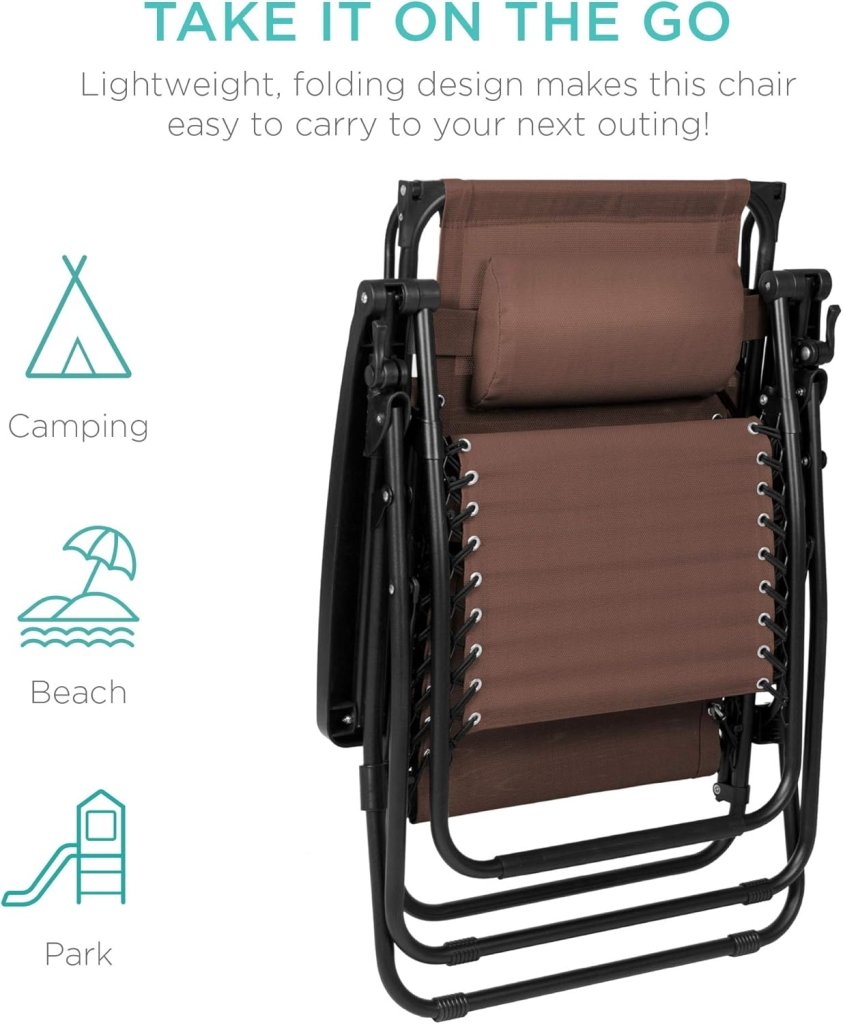 Best Choice Products Folding Zero Gravity Outdoor Recliner Patio Lounge Chair w/Adjustable Canopy Shade, Headrest, Side Accessory Tray, Textilene Mesh - Peacock Blue - Wigtrends