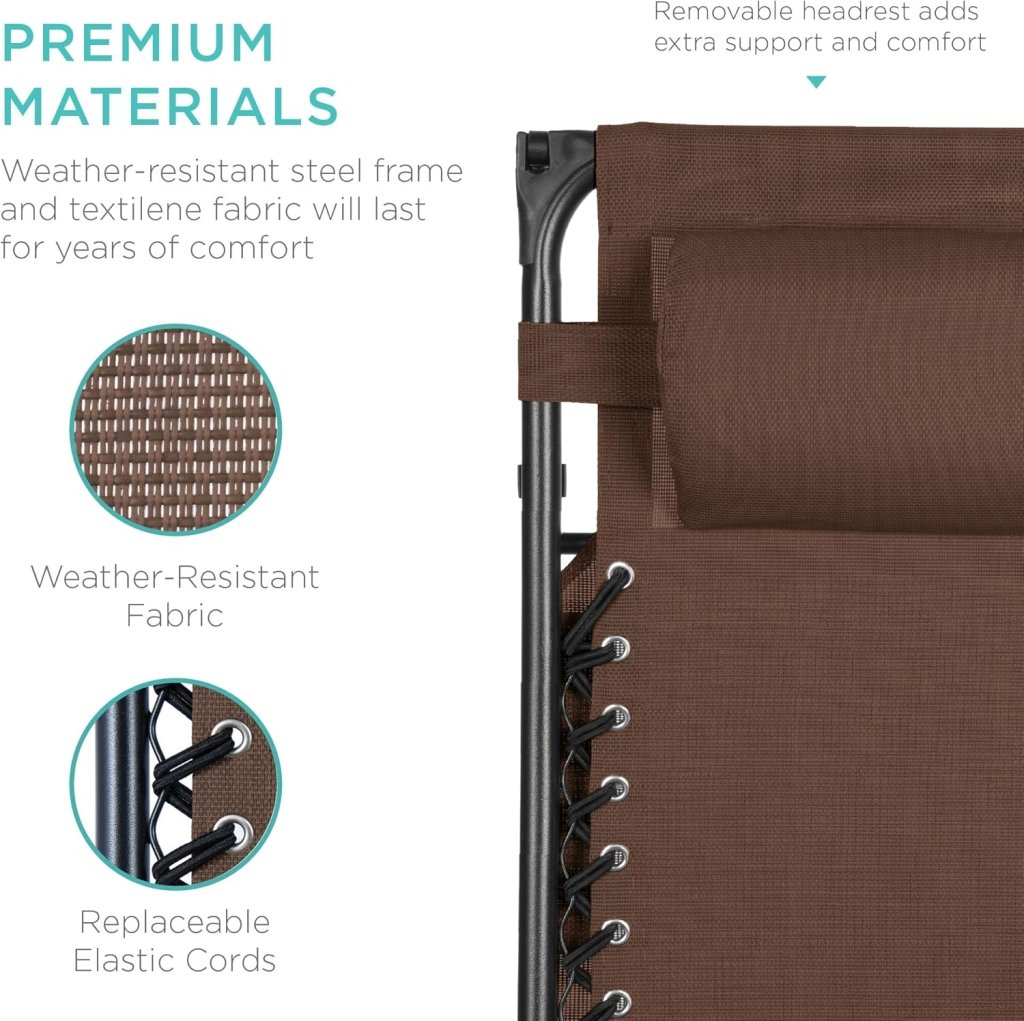 Best Choice Products Folding Zero Gravity Outdoor Recliner Patio Lounge Chair w/Adjustable Canopy Shade, Headrest, Side Accessory Tray, Textilene Mesh - Peacock Blue - Wigtrends