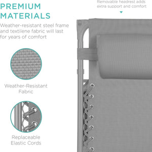 Best Choice Products Folding Zero Gravity Outdoor Recliner Patio Lounge Chair w/Adjustable Canopy Shade, Headrest, Side Accessory Tray, Textilene Mesh - Peacock Blue - Wigtrends