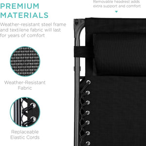 Best Choice Products Folding Zero Gravity Outdoor Recliner Patio Lounge Chair w/Adjustable Canopy Shade, Headrest, Side Accessory Tray, Textilene Mesh - Peacock Blue - Wigtrends