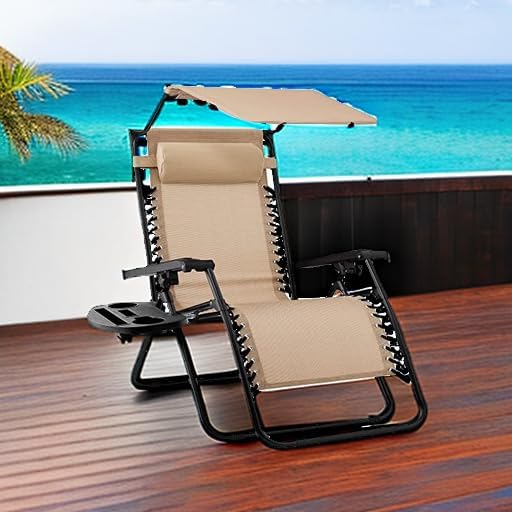 Best Choice Products Folding Zero Gravity Outdoor Recliner Patio Lounge Chair w/Adjustable Canopy Shade, Headrest, Side Accessory Tray, Textilene Mesh - Peacock Blue - Wigtrends