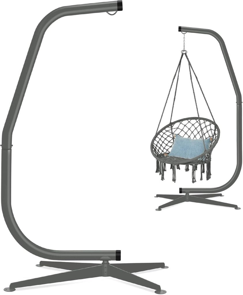 Best Choice Products Metal Hanging Hammock C - Stand for Chair/Weather - Resistant Finish, Offset Base - Stand Only - Black - Wigtrends