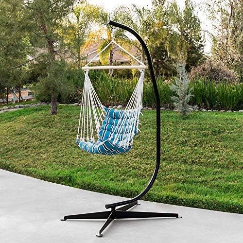Best Choice Products Metal Hanging Hammock C - Stand for Chair/Weather - Resistant Finish, Offset Base - Stand Only - Black - Wigtrends