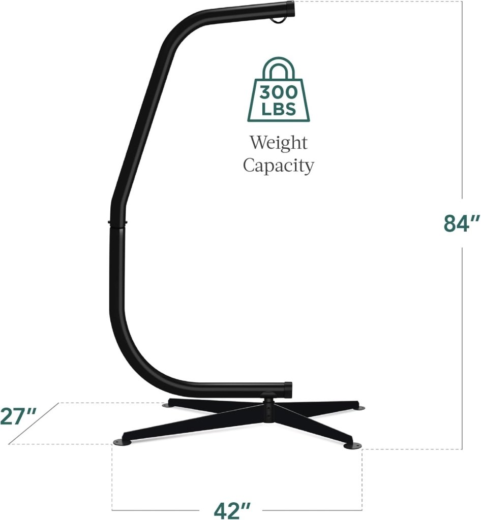 Best Choice Products Metal Hanging Hammock C - Stand for Chair/Weather - Resistant Finish, Offset Base - Stand Only - Black - Wigtrends