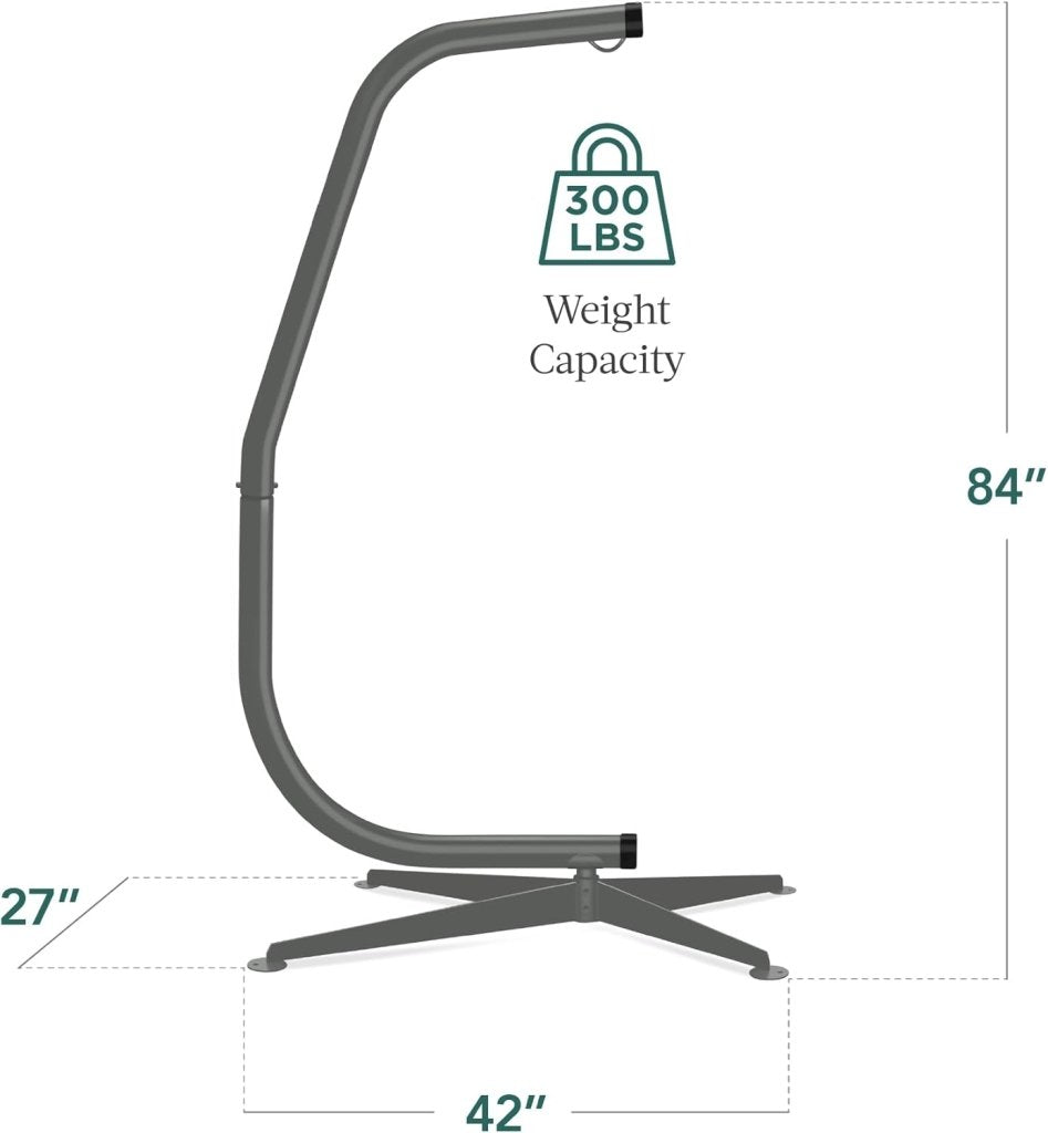 Best Choice Products Metal Hanging Hammock C - Stand for Chair/Weather - Resistant Finish, Offset Base - Stand Only - Black - Wigtrends