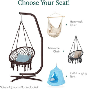 Best Choice Products Metal Hanging Hammock C - Stand for Chair/Weather - Resistant Finish, Offset Base - Stand Only - Black - Wigtrends