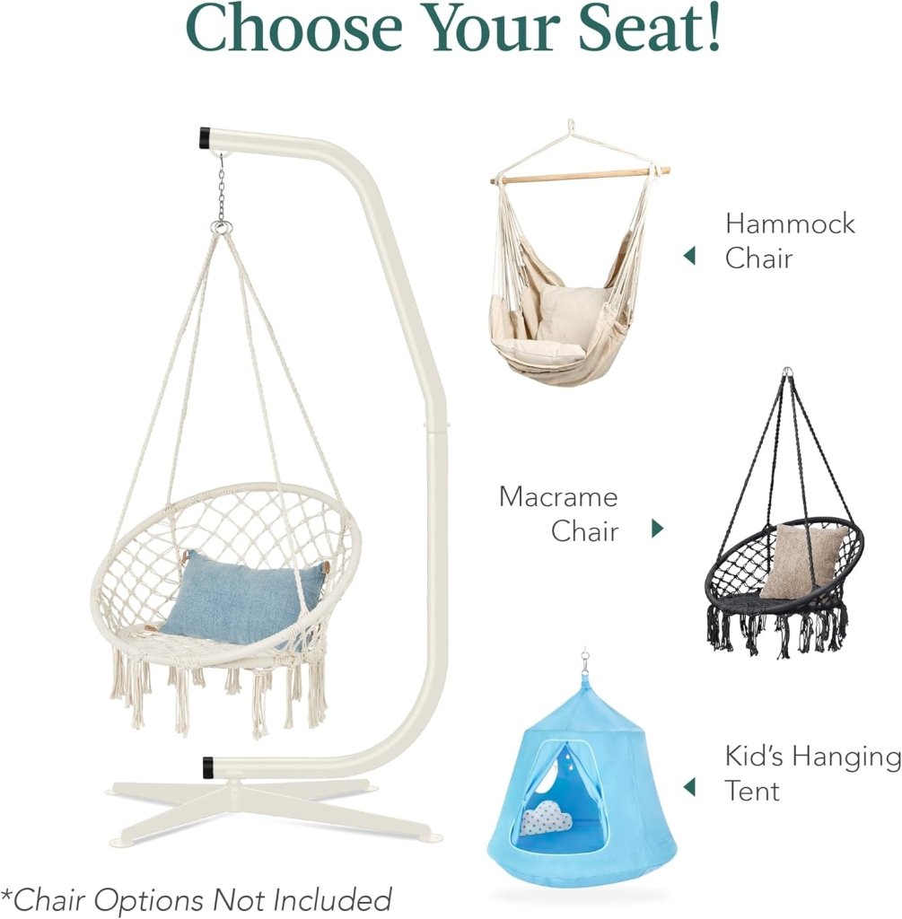 Best Choice Products Metal Hanging Hammock C - Stand for Chair/Weather - Resistant Finish, Offset Base - Stand Only - Black - Wigtrends