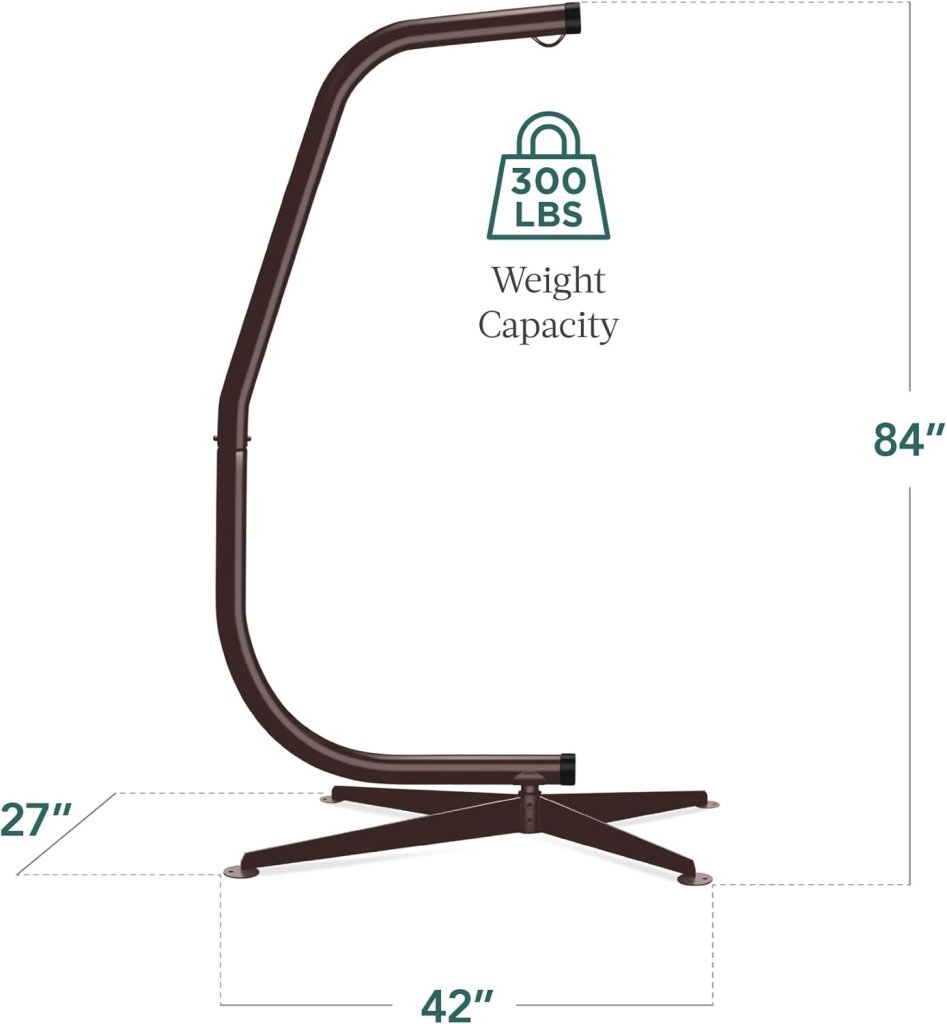 Best Choice Products Metal Hanging Hammock C - Stand for Chair/Weather - Resistant Finish, Offset Base - Stand Only - Black - Wigtrends