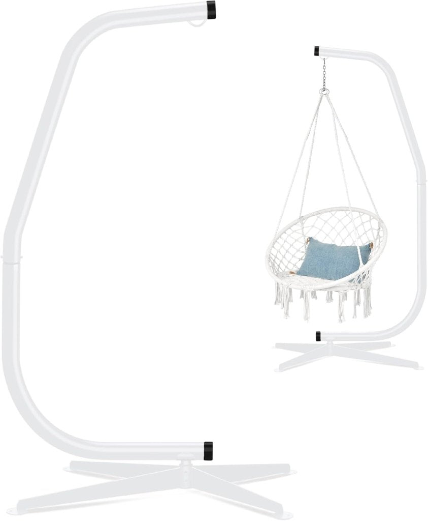 Best Choice Products Metal Hanging Hammock C - Stand for Chair/Weather - Resistant Finish, Offset Base - Stand Only - Black - Wigtrends