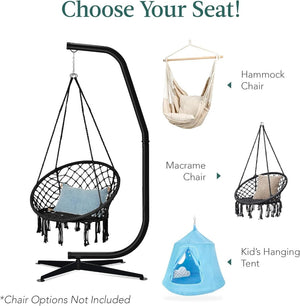 Best Choice Products Metal Hanging Hammock C - Stand for Chair/Weather - Resistant Finish, Offset Base - Stand Only - Black - Wigtrends