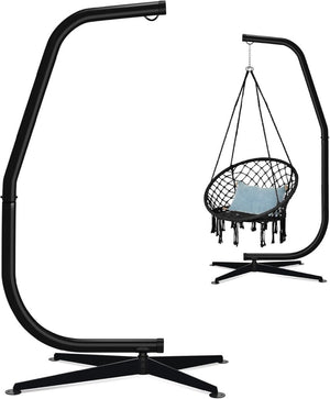 Best Choice Products Metal Hanging Hammock C - Stand for Chair/Weather - Resistant Finish, Offset Base - Stand Only - Black - Wigtrends