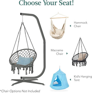 Best Choice Products Metal Hanging Hammock C - Stand for Chair/Weather - Resistant Finish, Offset Base - Stand Only - Black - Wigtrends