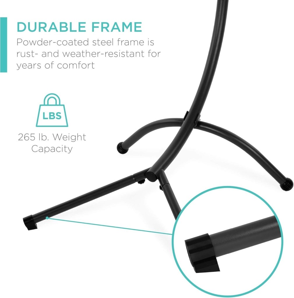 Best Choice Products Outdoor Hanging Curved Steel Chaise Lounge Chair Swing w/Built - in Pillow and Removable Canopy - Teal - Wigtrends