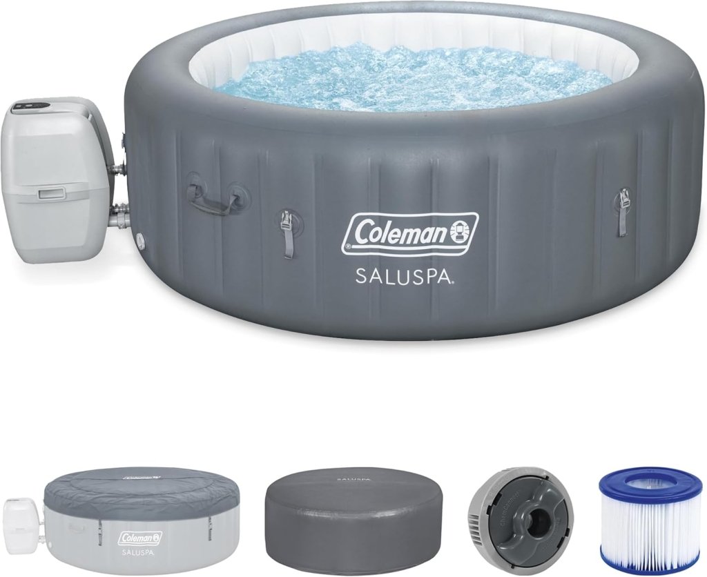 Bestway Palm Springs 4 to 6 Person EnergySense Smart AirJet Plus Inflatable Hot Tub Outdoor Spa with 140 AirJets and Insulated Cover - Wigtrends