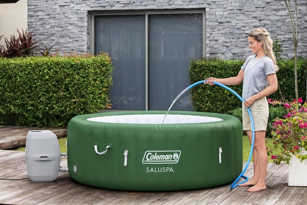 Bestway Palm Springs 4 to 6 Person EnergySense Smart AirJet Plus Inflatable Hot Tub Outdoor Spa with 140 AirJets and Insulated Cover - Wigtrends