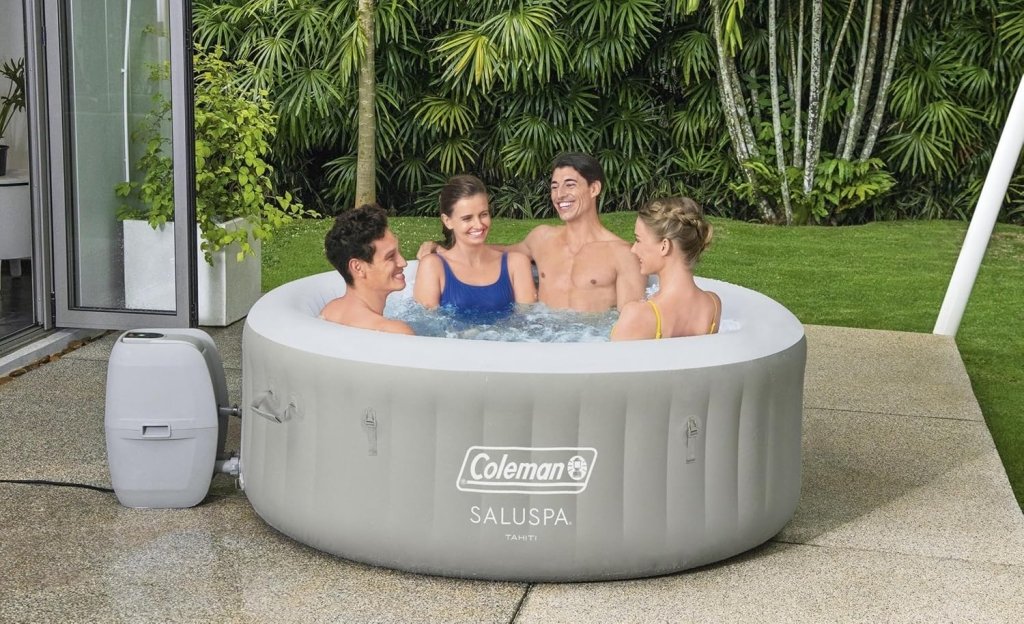 Bestway Palm Springs 4 to 6 Person EnergySense Smart AirJet Plus Inflatable Hot Tub Outdoor Spa with 140 AirJets and Insulated Cover - Wigtrends
