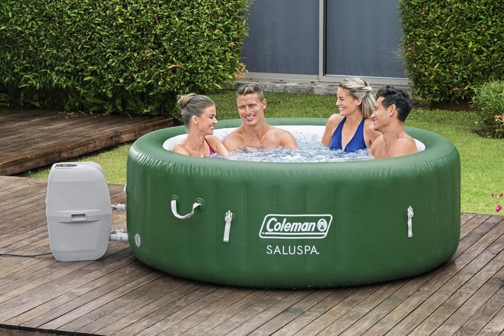Bestway Palm Springs 4 to 6 Person EnergySense Smart AirJet Plus Inflatable Hot Tub Outdoor Spa with 140 AirJets and Insulated Cover - Wigtrends