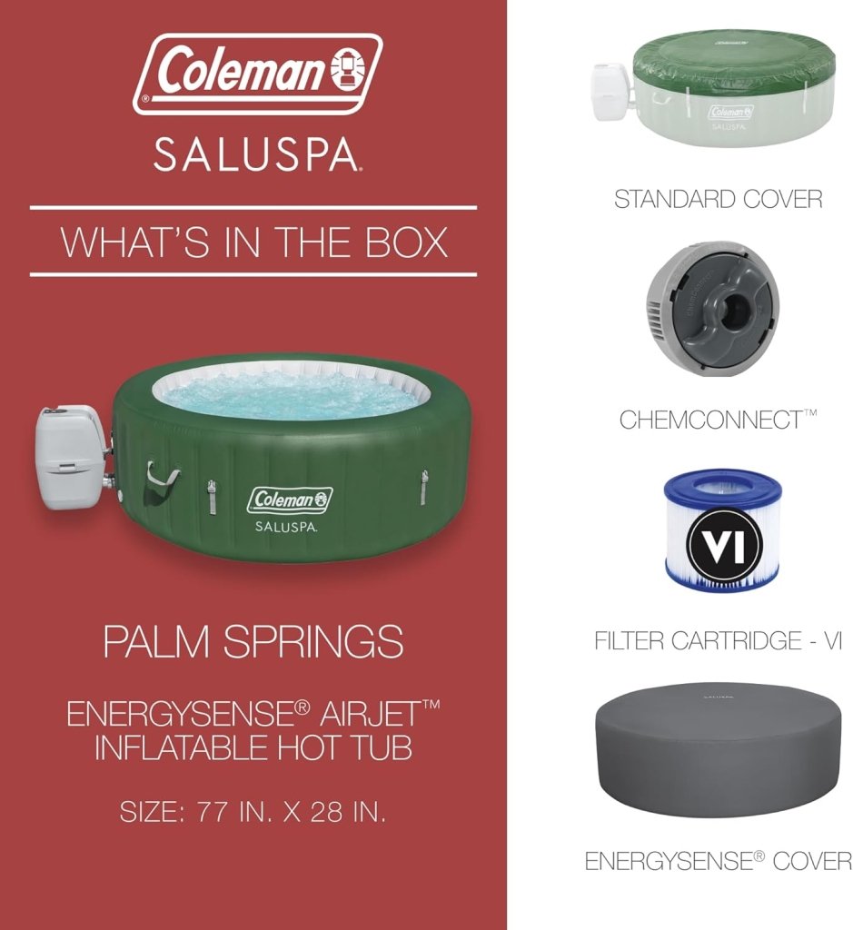 Bestway Palm Springs 4 to 6 Person EnergySense Smart AirJet Plus Inflatable Hot Tub Outdoor Spa with 140 AirJets and Insulated Cover - Wigtrends