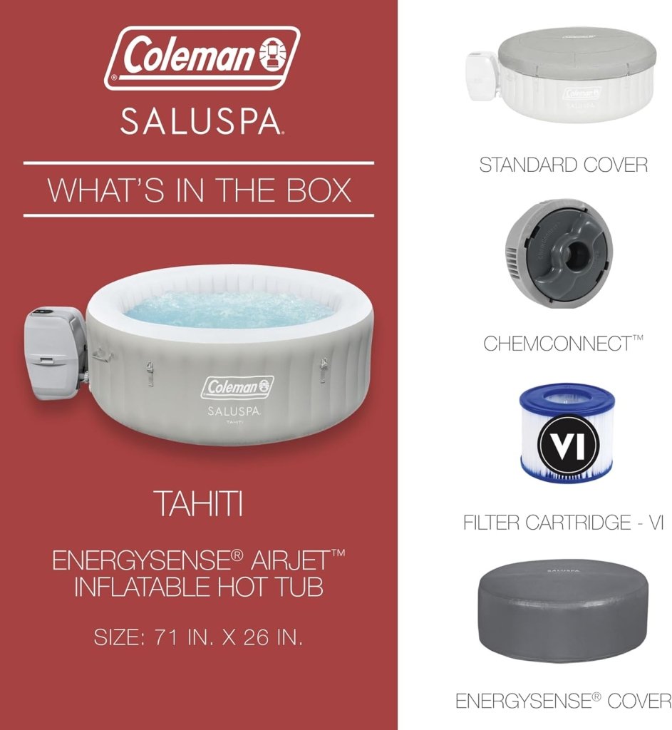 Bestway Palm Springs 4 to 6 Person EnergySense Smart AirJet Plus Inflatable Hot Tub Outdoor Spa with 140 AirJets and Insulated Cover - Wigtrends