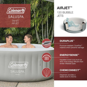 Bestway Palm Springs 4 to 6 Person EnergySense Smart AirJet Plus Inflatable Hot Tub Outdoor Spa with 140 AirJets and Insulated Cover - Wigtrends