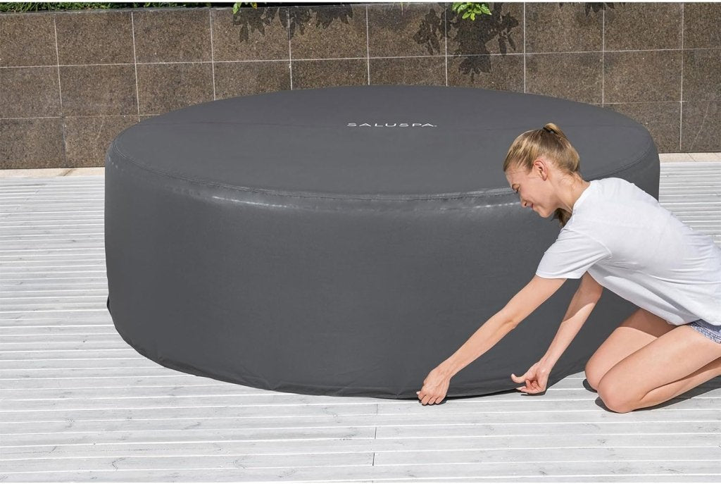 Bestway Palm Springs 4 to 6 Person EnergySense Smart AirJet Plus Inflatable Hot Tub Outdoor Spa with 140 AirJets and Insulated Cover - Wigtrends