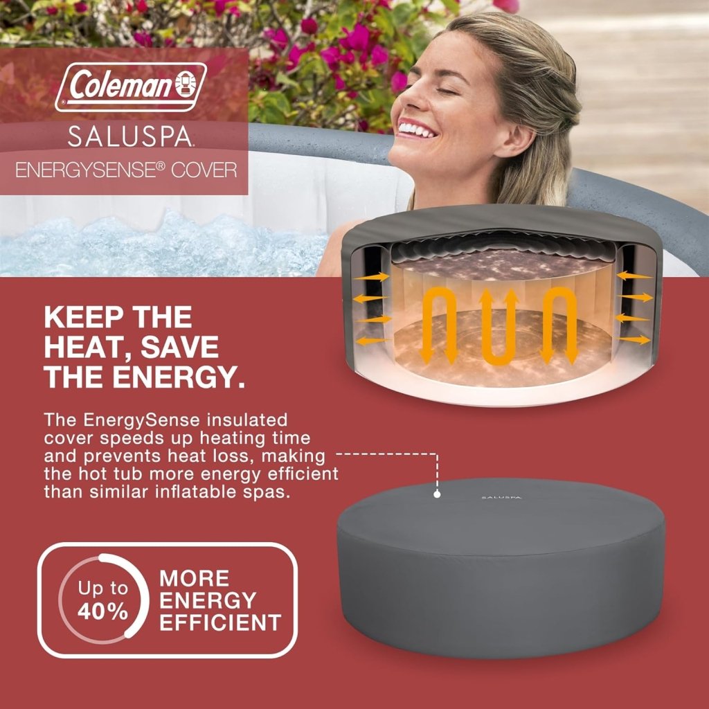 Bestway Palm Springs 4 to 6 Person EnergySense Smart AirJet Plus Inflatable Hot Tub Outdoor Spa with 140 AirJets and Insulated Cover - Wigtrends